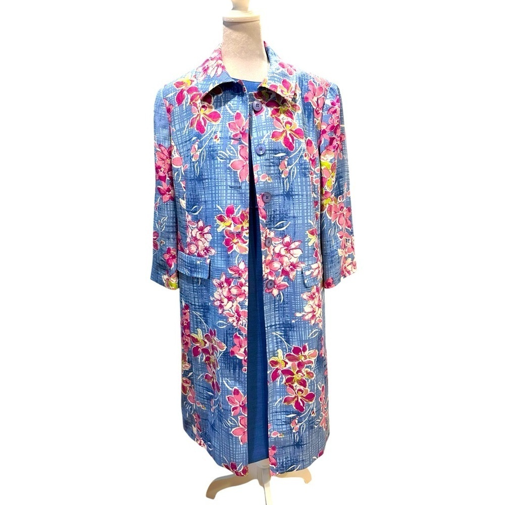 Amanda Smith Floral Blue dress set dress (2pcs) size 12 - Picture 1 of 10